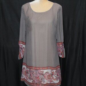 Speechless Border Print V-Neck Dress